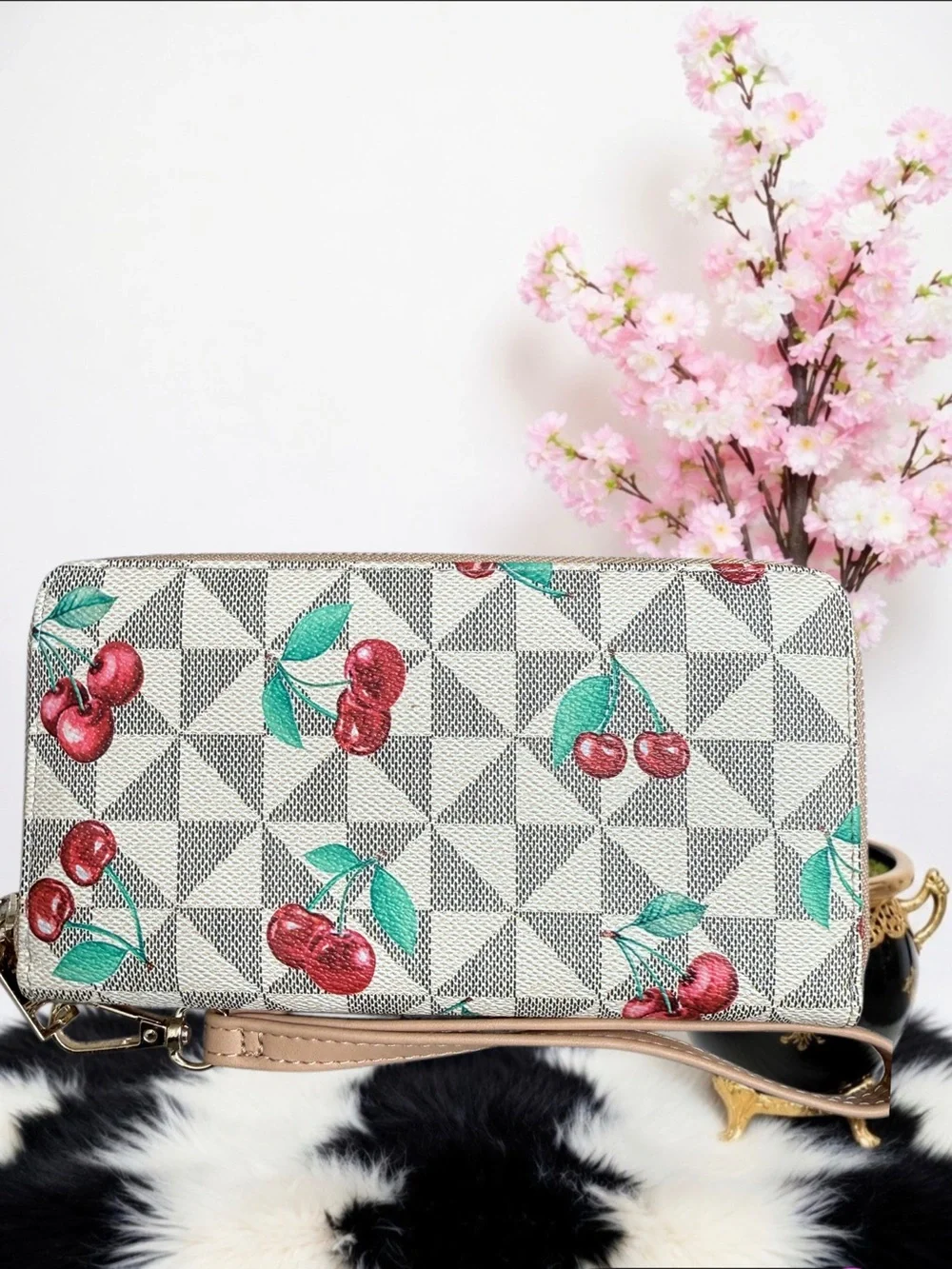 CHERRY LOVER GEOMETRIC PRINT CROSSBODY BAG NWOT